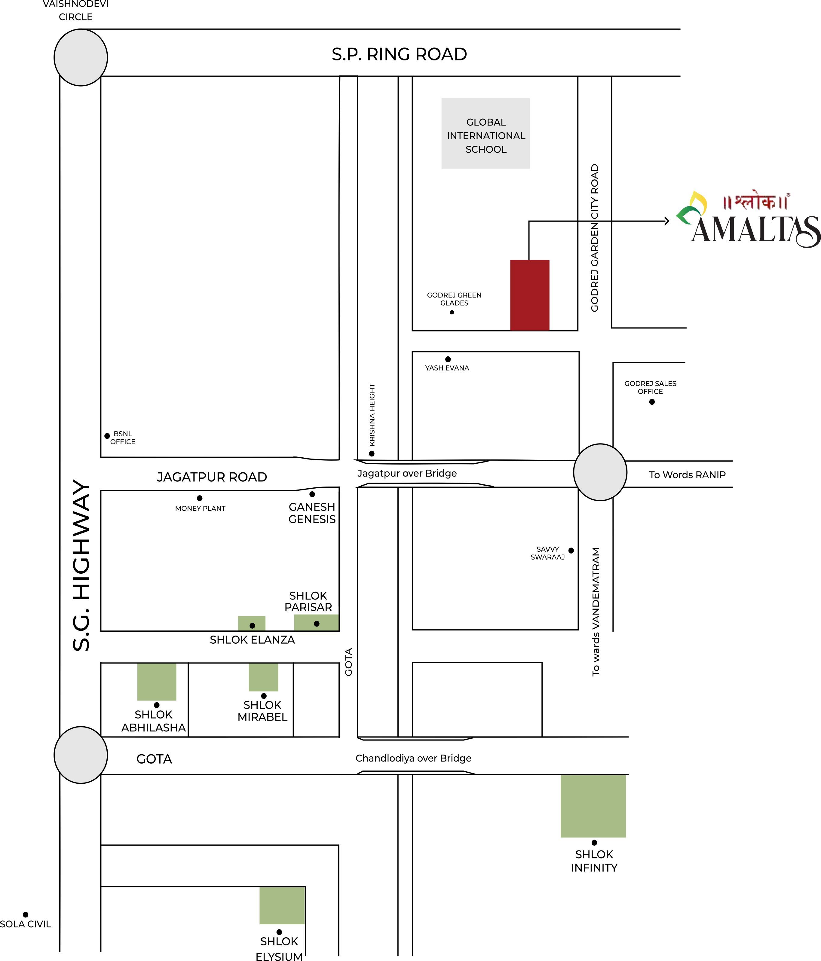 Shlok Amaltas Location Map